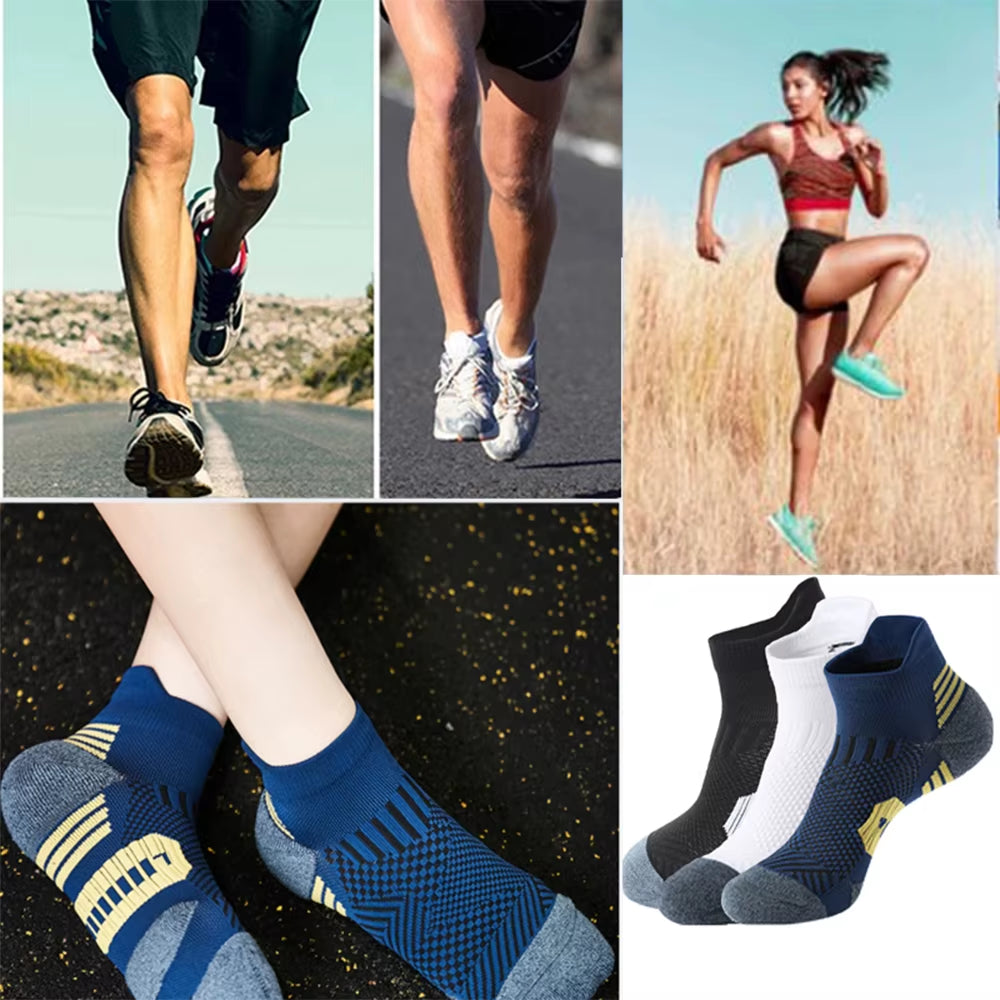 3Pair Professional Fitness Sports Socks Towel Bottom Non-Slip Running Socks Men Women Short Quick-Drying Basketball Training Sox